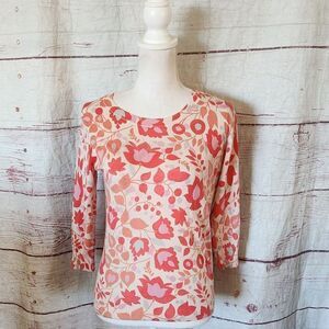 Boden Mod Floral Back Button‎ Sweater Size 6